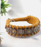 Handcrafted Vintage-Style Sterling Silver Bracelet with Zambian Emeralds & Melee Diamonds – Antique Fabric Base Design