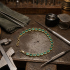 Victorian Emerald Bezel Bracelet in Gold-Gilded Silver