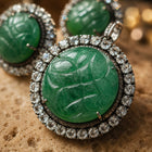 Victorian Green Beryl Pendant & Earrings Set with Rainbow Moonstone & Diamond