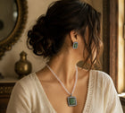 Victorian Green Beryl Pendant & Earrings Set with Sky Blue Topaz & Diamond