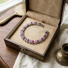 Victorian Sterling Silver Bracelet with Natural Thai Ruby & Diamond