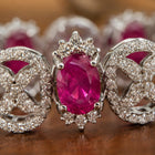 Victorian Sterling Silver Bracelet with Natural Thai Ruby & Diamond