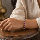 Victorian Sterling Silver Bracelet with Natural Thai Ruby & Diamond