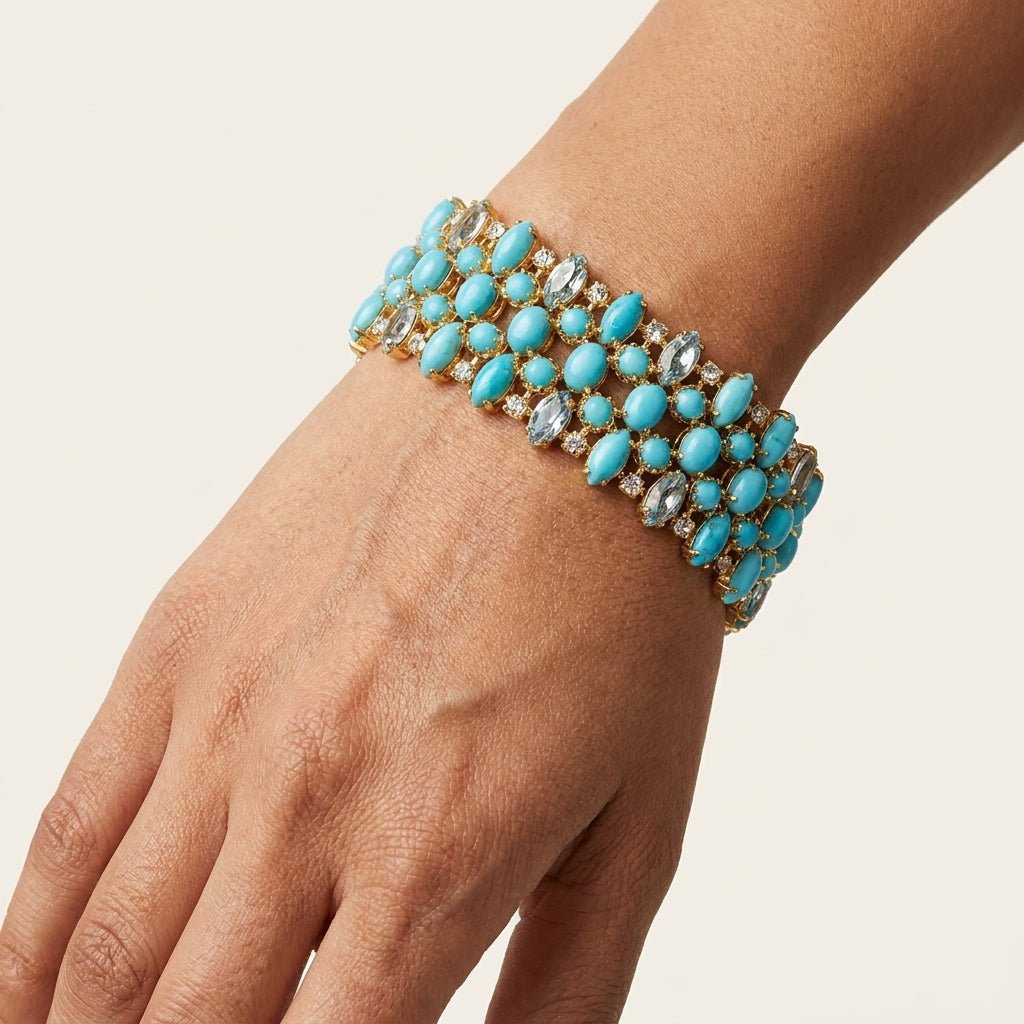 Victorian Turquoise & Aquamarine Bracelet | Handmade in Silver