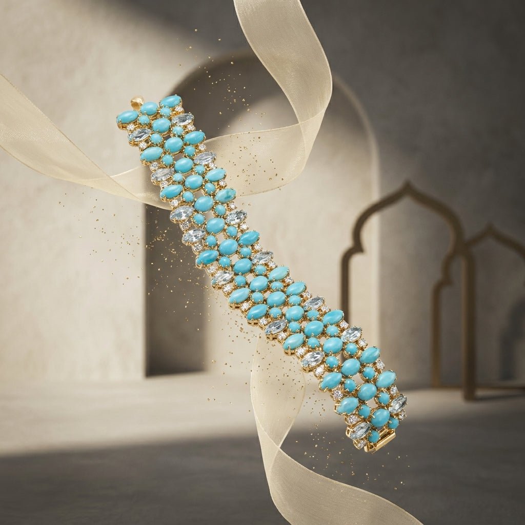 Victorian Turquoise & Aquamarine Bracelet | Handmade in Silver