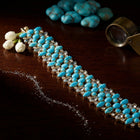 Victorian Turquoise & Aquamarine Bracelet | Handmade in Silver