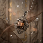 Handcrafted Smoky Quartz Diamond Pendant in Sterling Silver – Vintage Style