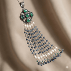 Handcrafted Sterling Silver Emerald Tassel Pendant with Zambian Emeralds & Diamonds